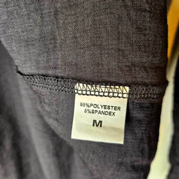 Women's Boho Charcoal Button Front Blouse Eyelet Bell Sleeves Medium Casual Chic - Picture 6 of 7